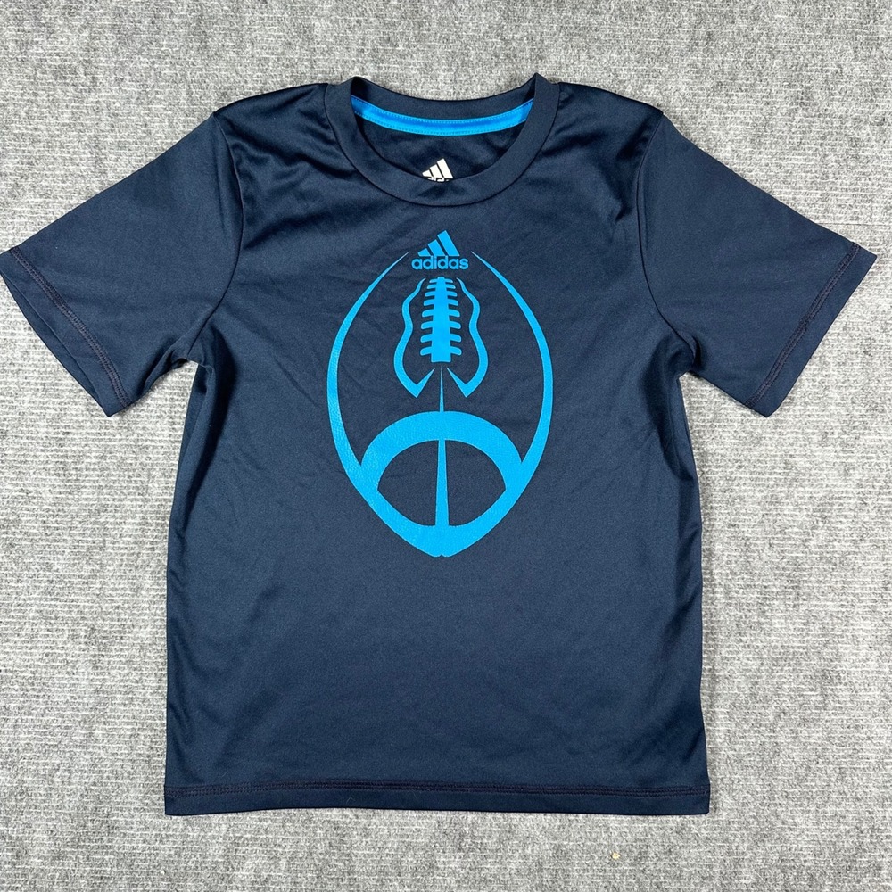 Adidas Kids Navy Blue Football Graphic Short Sleeve Performance T-Shirt Size 5